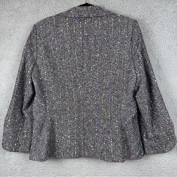 Aura Jacket Women 14 Gray Vintage Tweed Speckled Circle Blazer Office Y2K Boho - Picture 4 of 10